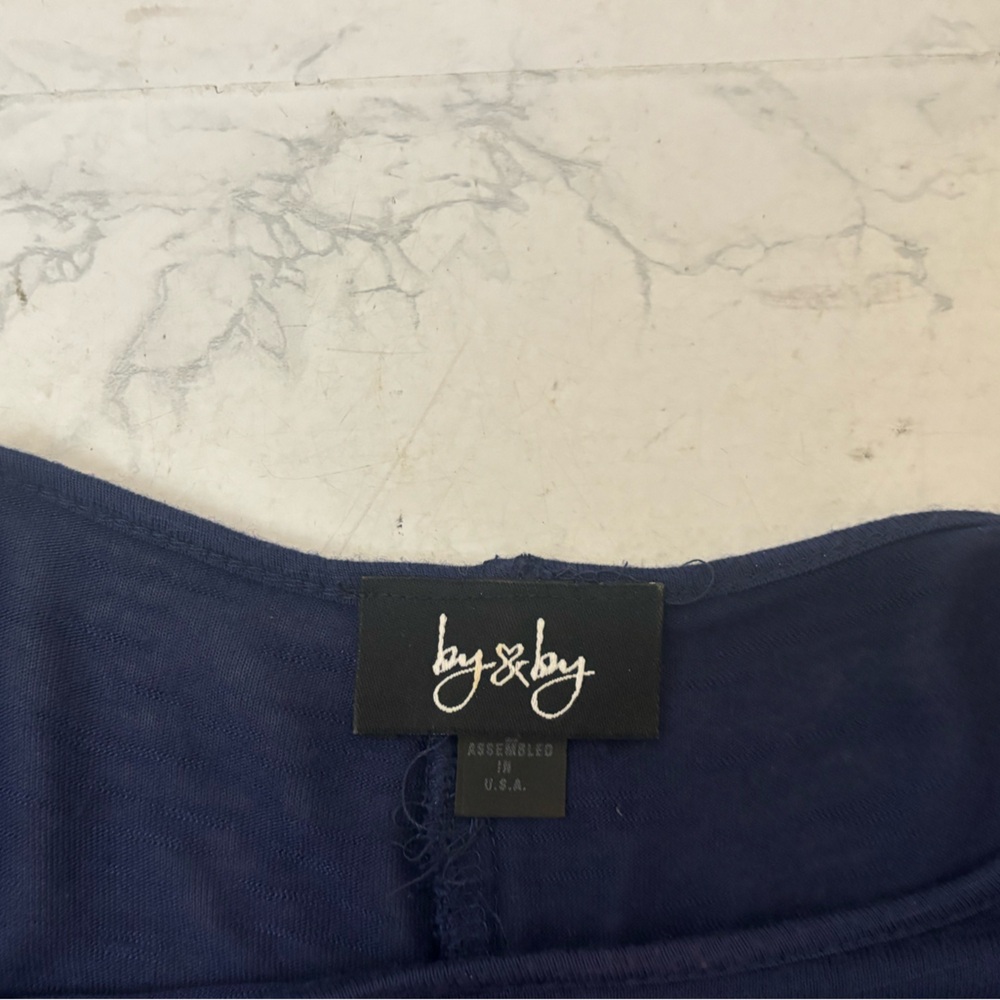 By X By Womens Shirt Sz L Blue Lace Boat Neck Short Sleeve Pullover Top - Picture 5 of 6